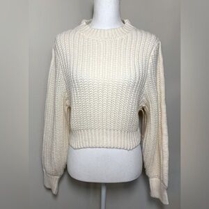Lucca Women Cropped Knit Sweater Creme Color Size Small